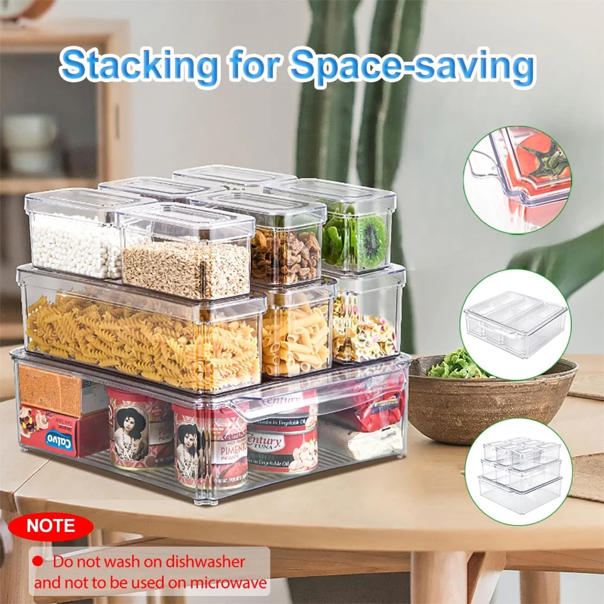 10 Pack Fridge Organizer, Stackable Refrigerator Organizer Bins with Lids, BPA-Free Produce Fruit Storage Containers for Storage Clear for Kitchen, Food, Drinks, Vegetable Storage