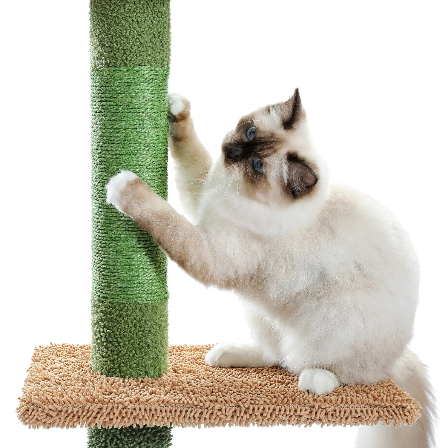 108" Cactus Adjustable Floor to Ceiling Cat Scratching Post / Tree / Pole - Green