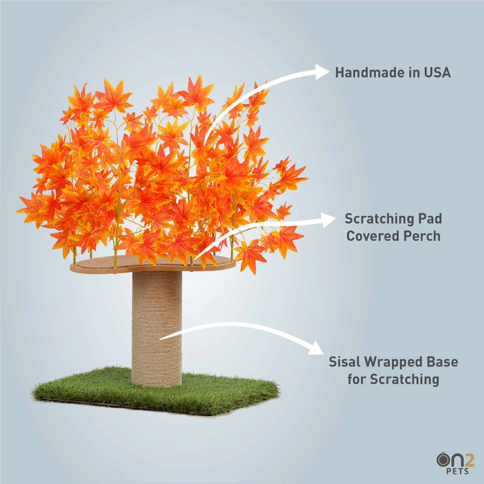 2-ft Interchangeable Leaves Kitty tree w/ Scratching Post in Orange Blaze