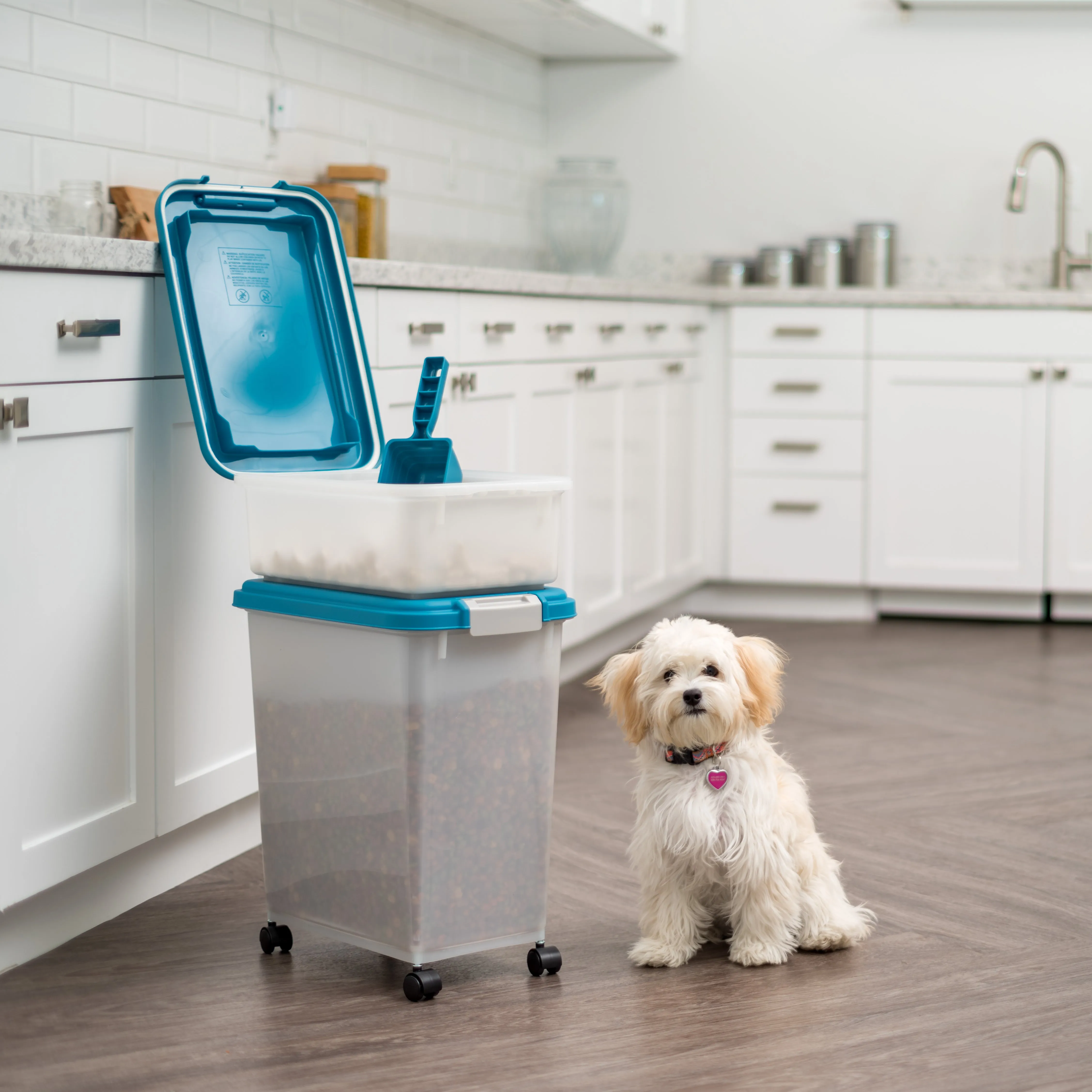 3-Piece WeatherPro® Airtight Pet Food Container Combo, Blue/Pearl