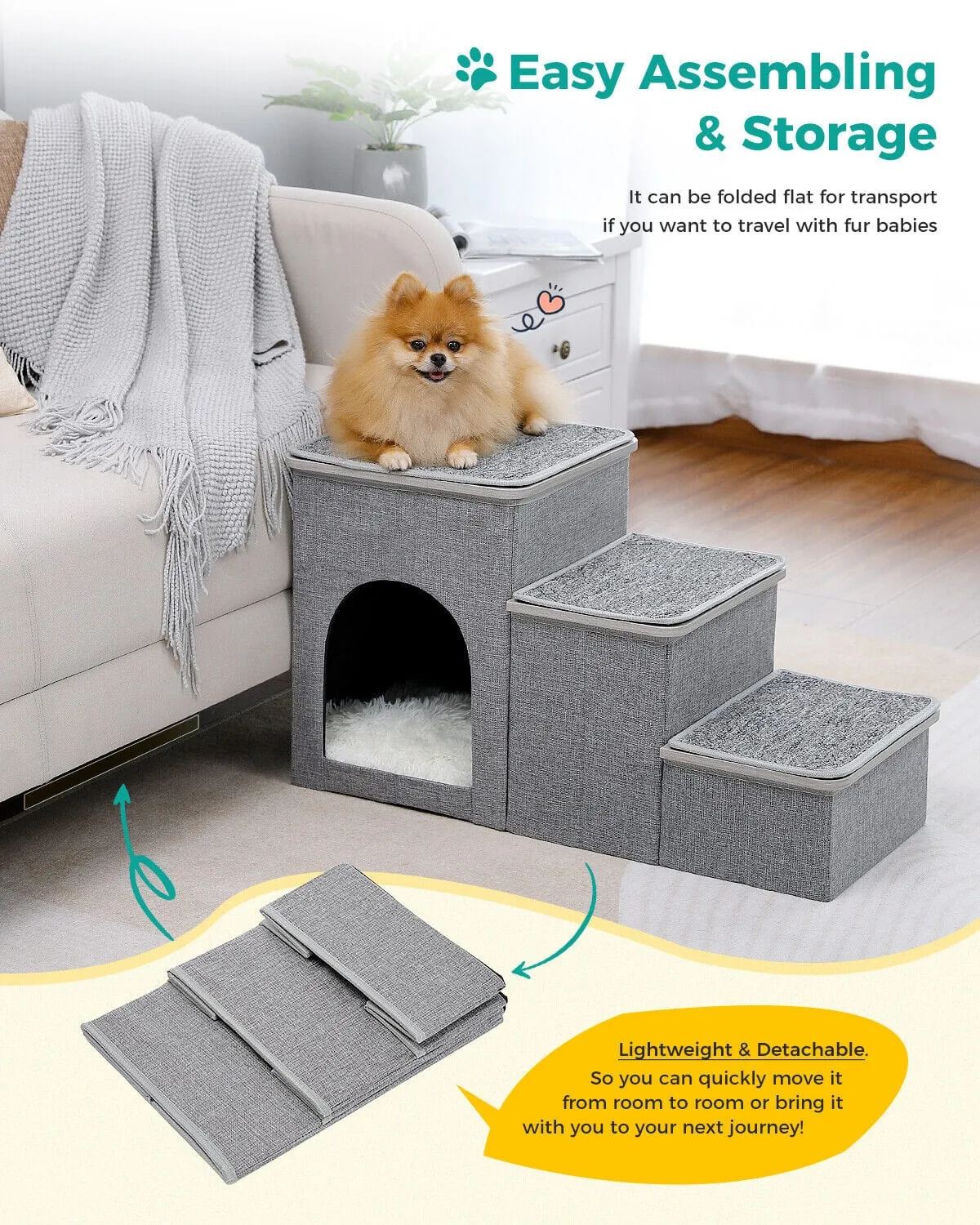 3 Step Pet Steps - Gray