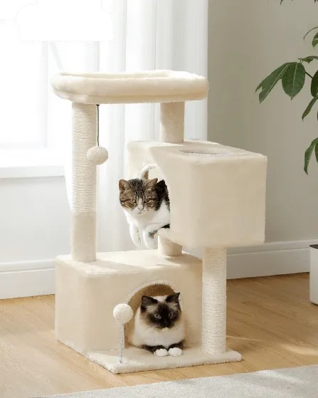 31.5" Cat Scratching Tree with Condos