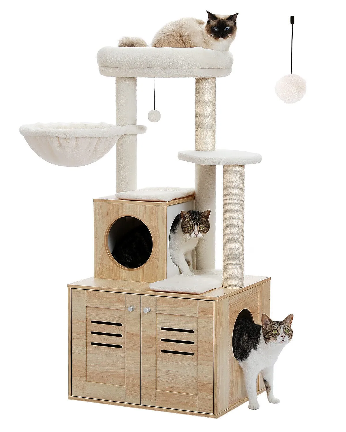 50" Cat Scratching Tree with Storage Cupboard