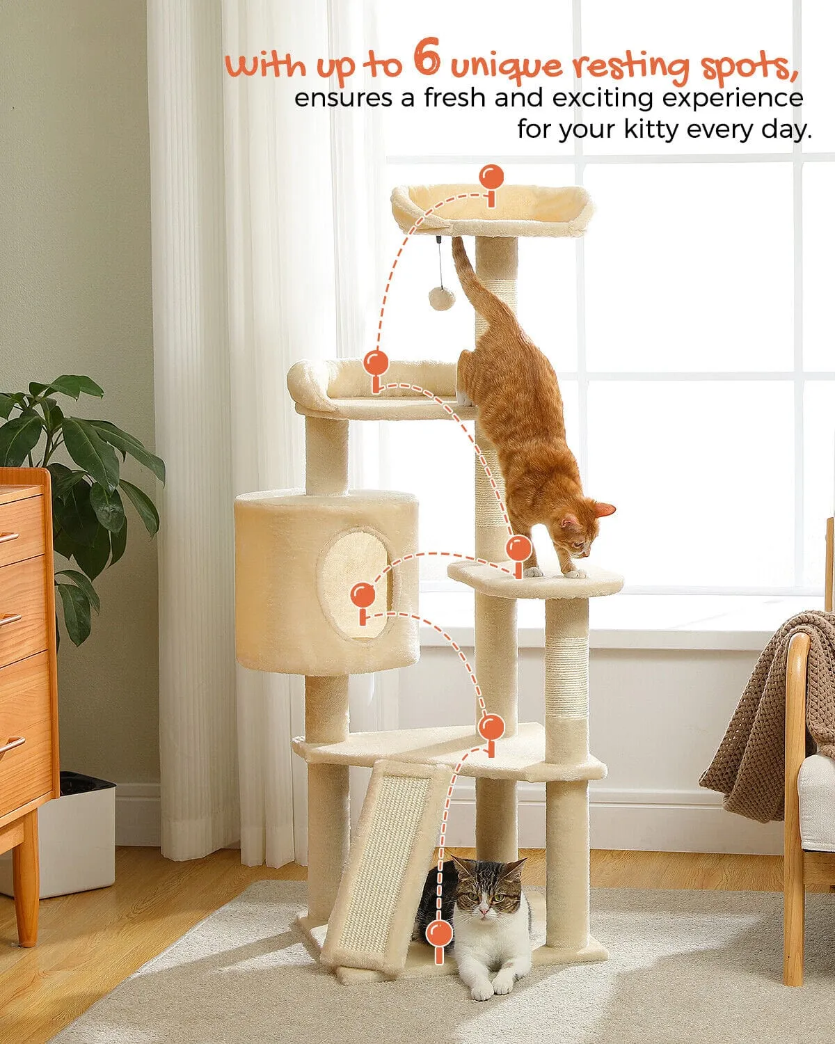 51.2" Multilevel Cat Scratching Tree