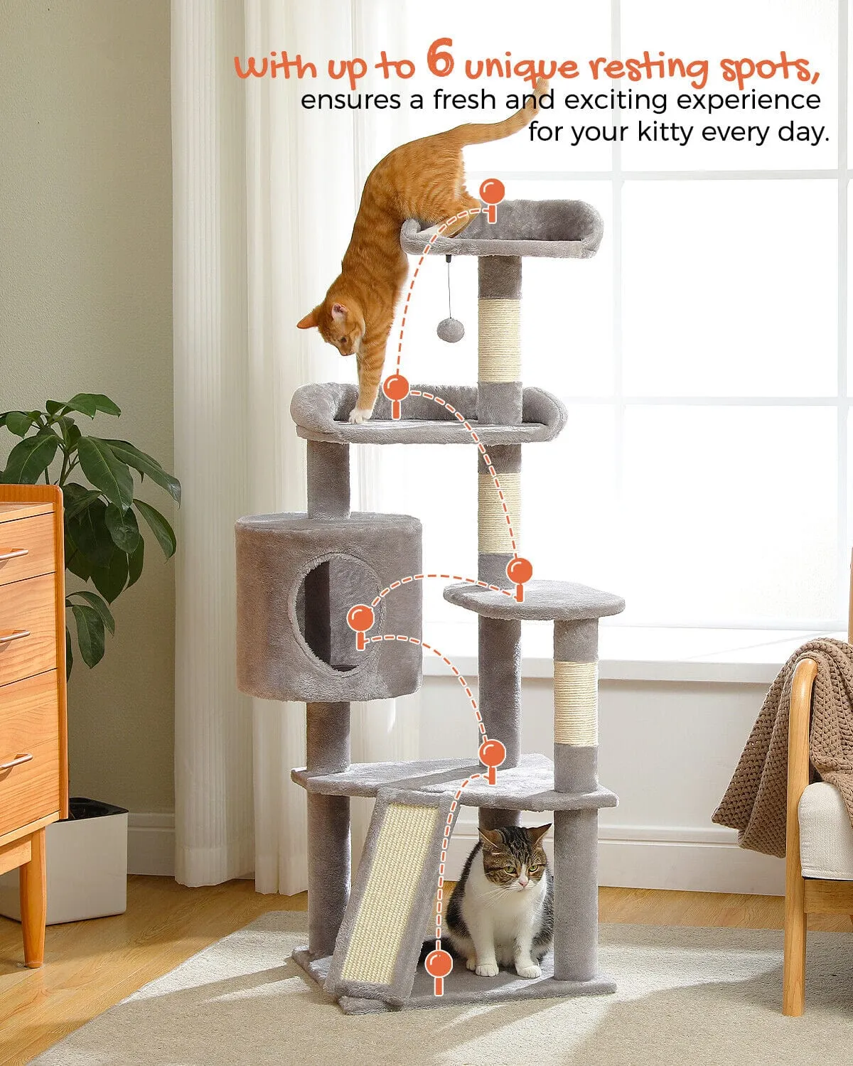 51.2" Multilevel Cat Scratching Tree