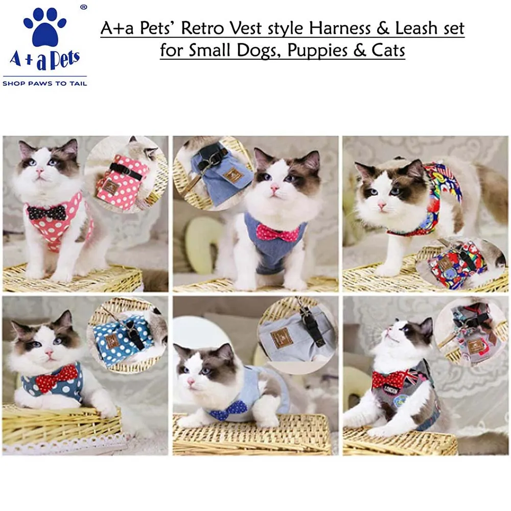 A A Pets' Retro Vest Harness and Leash Set For Dogs & Cats - Comic