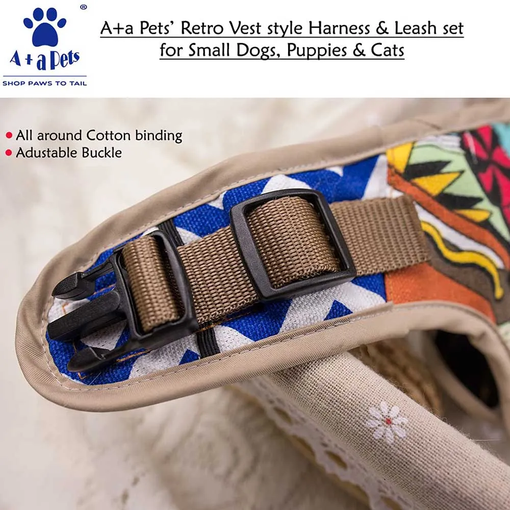 A A Pets' Retro Vest Harness and Leash Set For Dogs & Cats - Comic