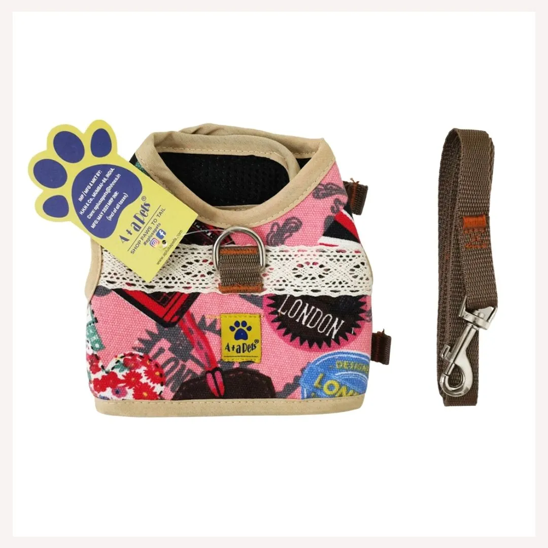 A A Pets' Retro Vest Harness and Leash Set For Dogs & Cats