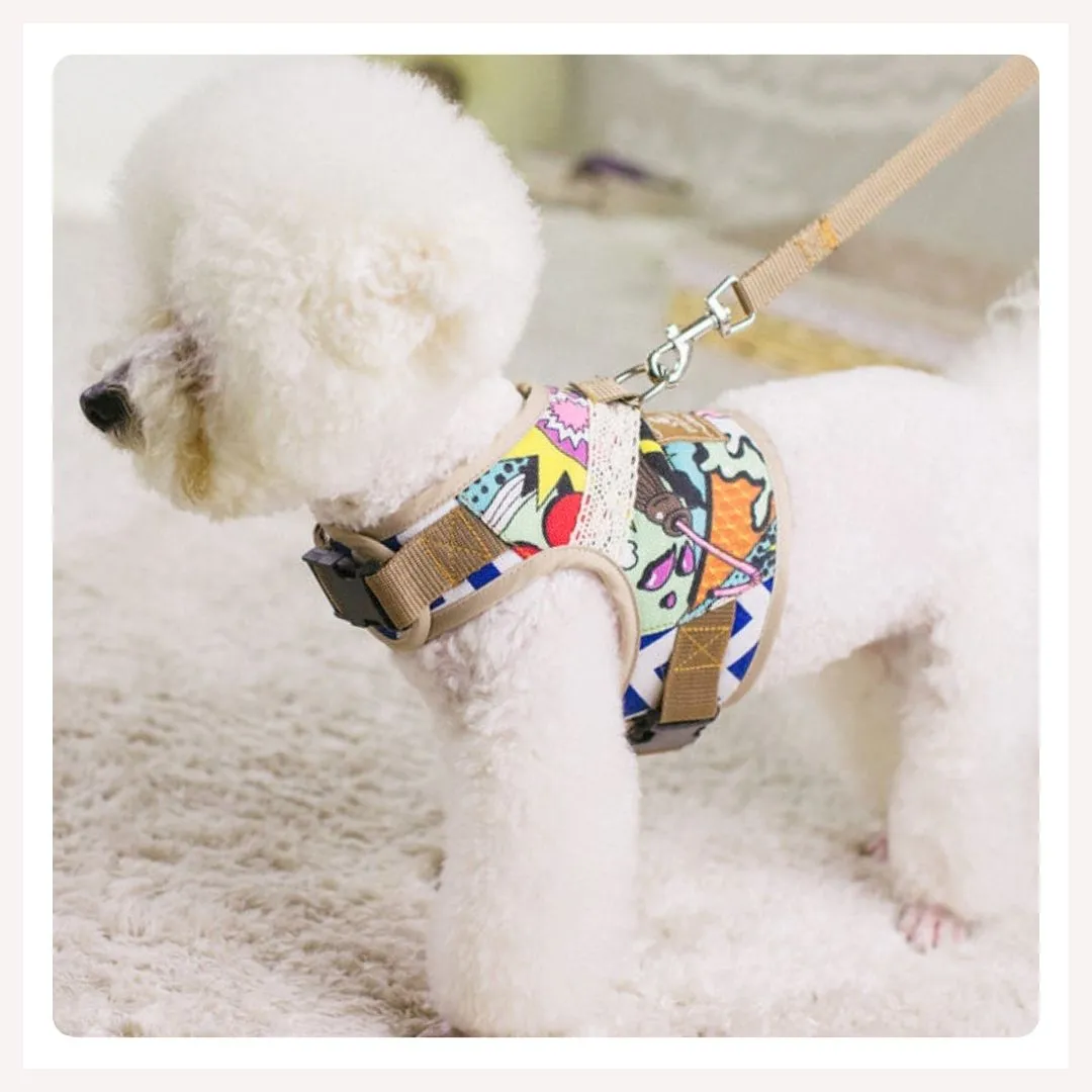 A A Pets' Retro Vest Harness and Leash Set For Dogs & Cats