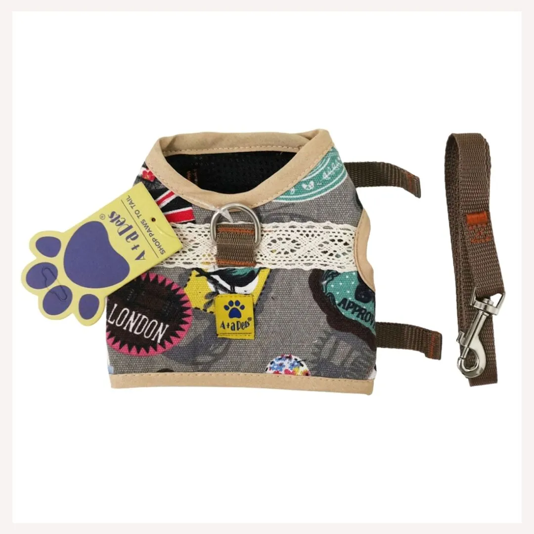 A A Pets' Retro Vest Harness and Leash Set For Dogs & Cats