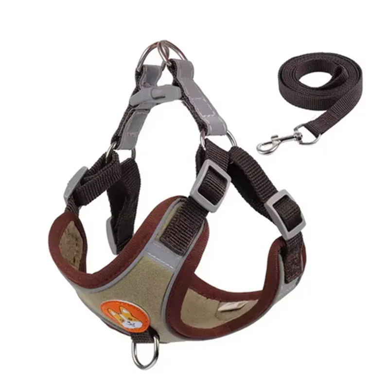 Adjustable Dog Harness & Leash Set – Reflective Vest for Small to Medium Dogs