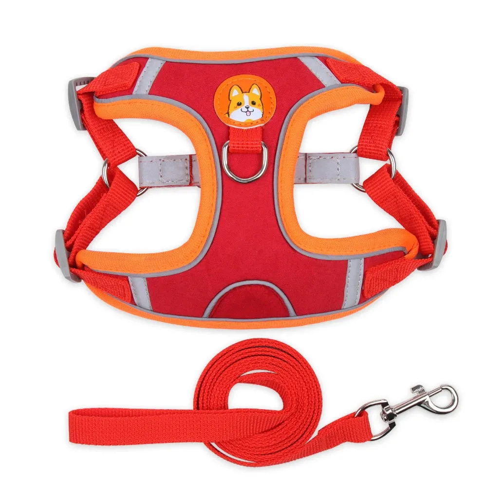 Adjustable Dog Harness & Leash Set – Reflective Vest for Small to Medium Dogs