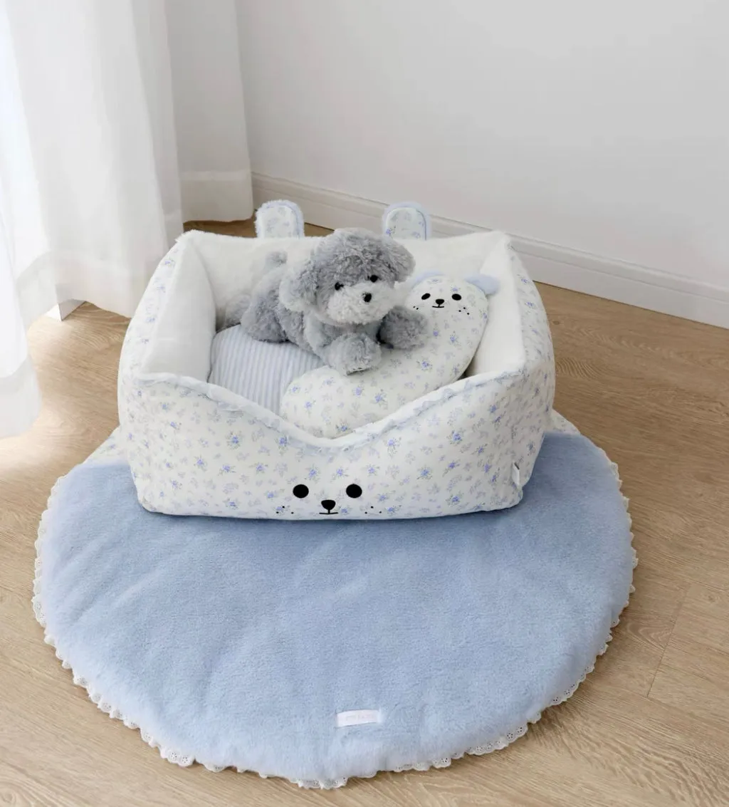 Beary Round Blue Floral Pet Mat