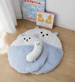 Beary Round Blue Floral Pet Mat