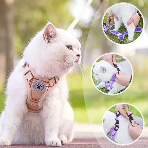 BEAUTYZOO Cat Harness and Leash Set for Walking Escape Proof, Neck Release Adjustable Harness for Kitten Puppy Small Medium Large Cats, Soft Cute Easy Control Small Cat Harness for Cats Boy and Girls