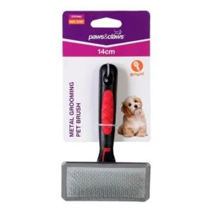 Black & Red Metal Grooming Pet Brush - 14cm