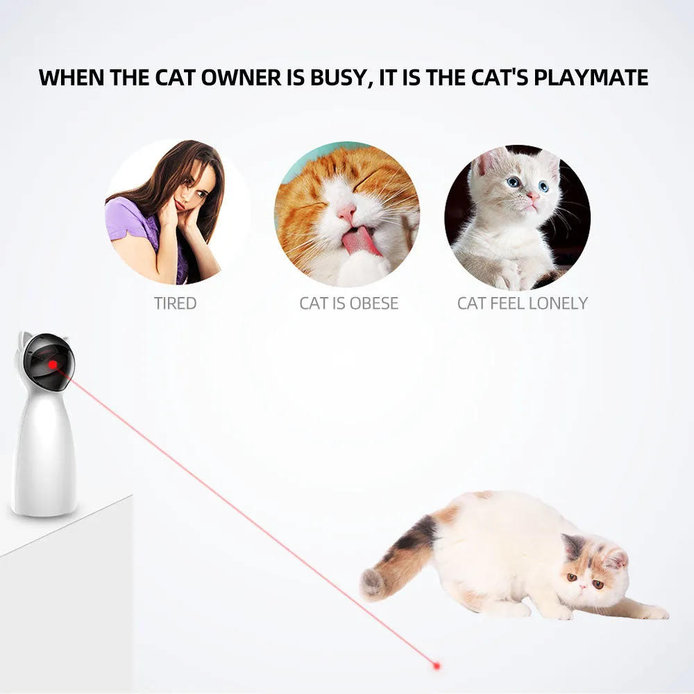 Cat Toy - Interactive LED Laser Funny Toy Auto Rotating Cat Exercise Training Entertaining Toy Multi-Angle Adjustable USB Charge