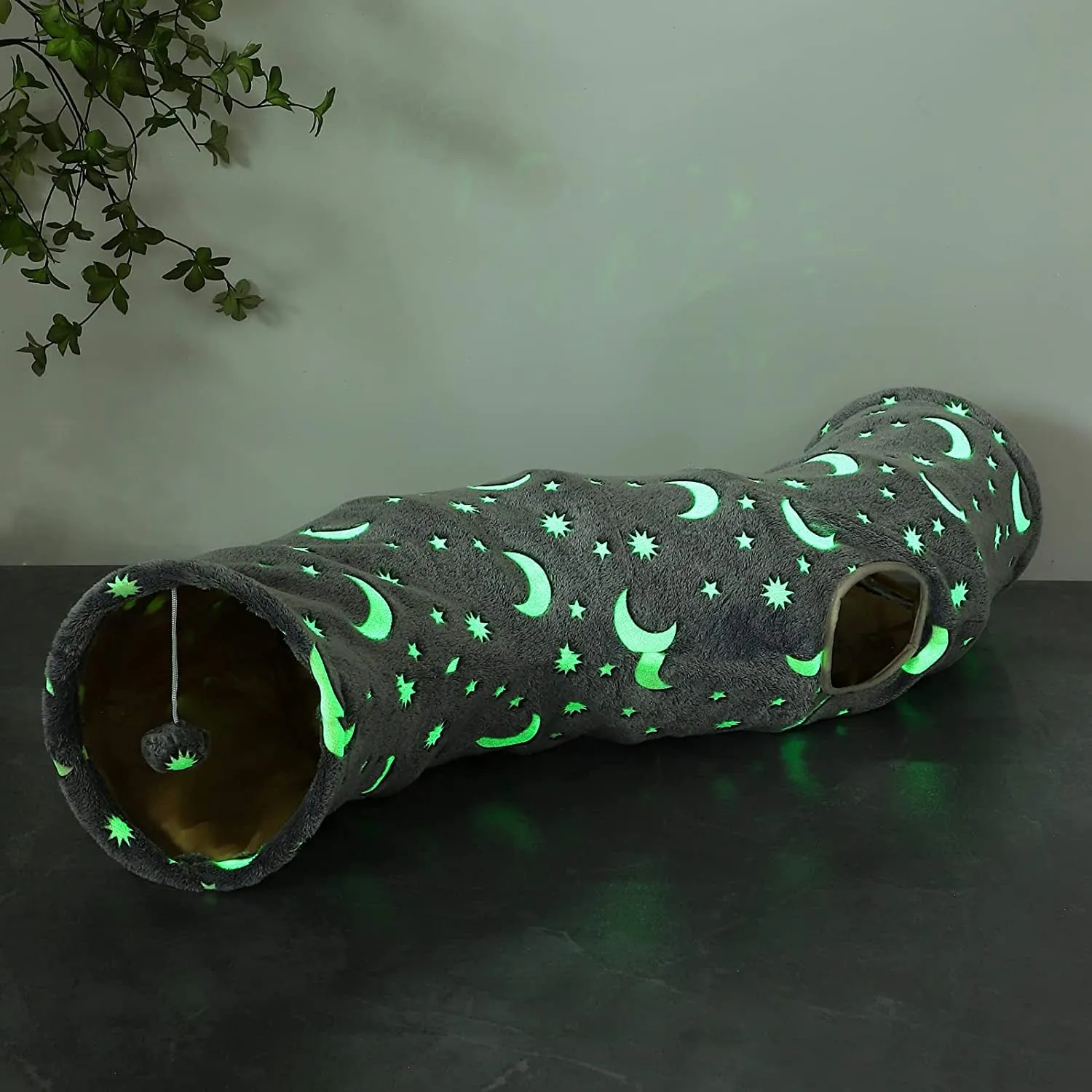 Cat Tunnel Tube with Plush Ball Toy - Collapsible Self-Luminous