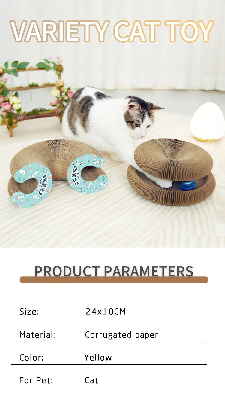 Deformable Interactive Corrugated Foldable Cat Scratcher Cardboard