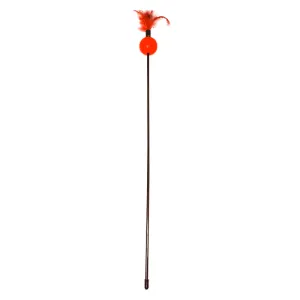 Emily Pets Feather Stick Toy Feathers Teaser with Bell for Cats (Red)