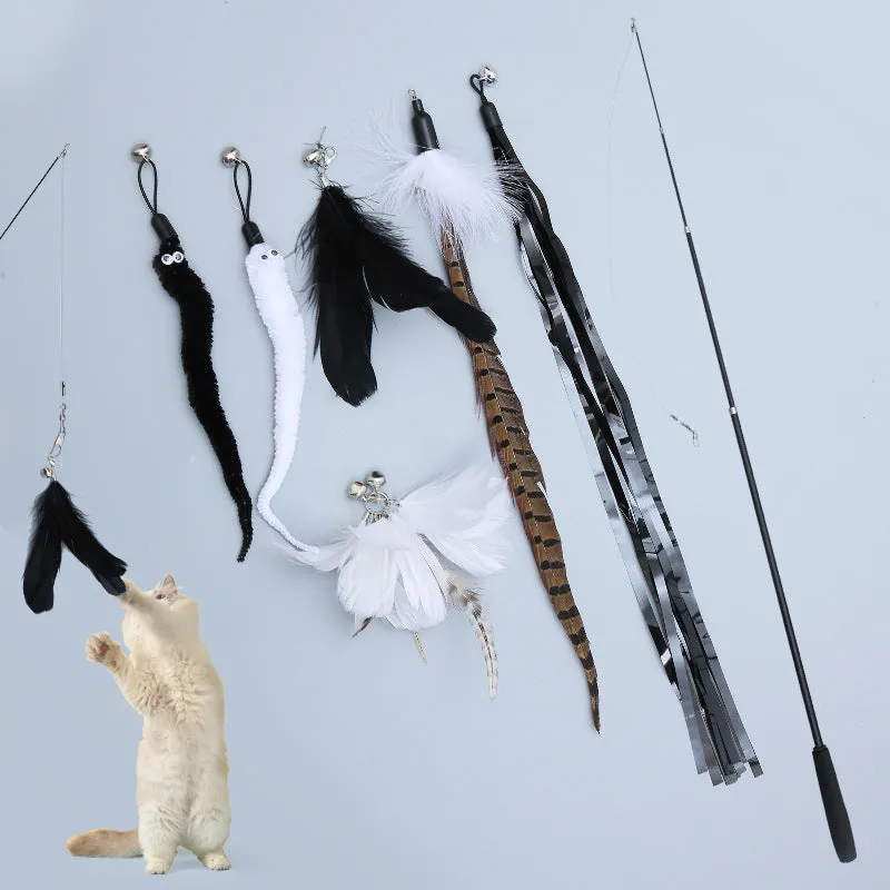 Feathered Telescopic Cat Toy Set