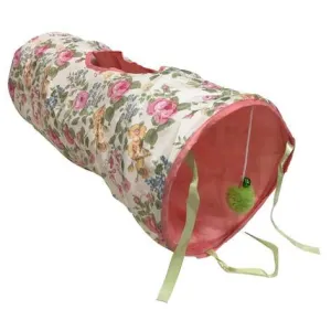 Floral Crinkle Cat Tunnel with Bungee Toy and Peephole