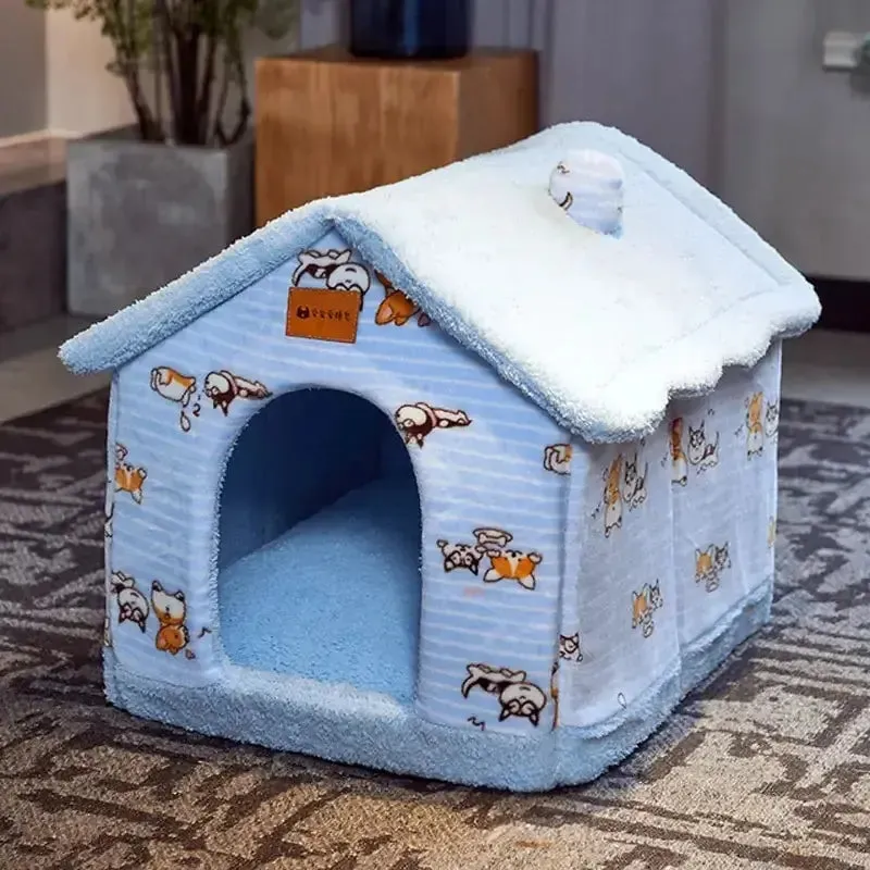 Foldable Winter Warm Dog House Kennel Bed Mat for Small to Medium Pets Foldable Dog House