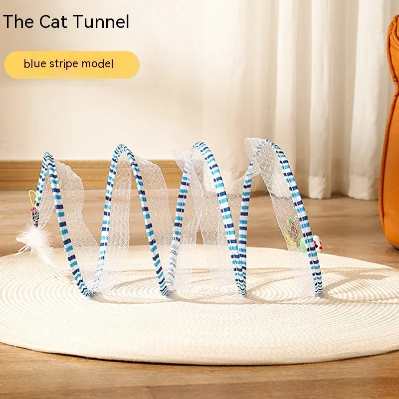 Folded Cat Tunnel S Type Cats Tunnel Spring Toy Mouse Tunnel Cat Outdoor Cat Toys For Kitten Interactive Cat Supplies