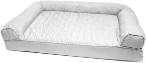 Furhaven Orthopedic Dog Bed Quilted Sofa For MediumSmall Dogs With Removable Washable Cover Silver Gray Medium