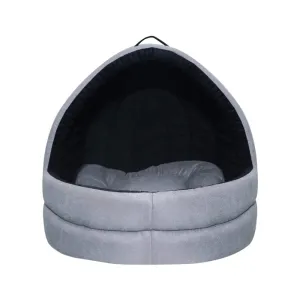 Hiputee Soft Velvet Cave House for Cats Grey-Black