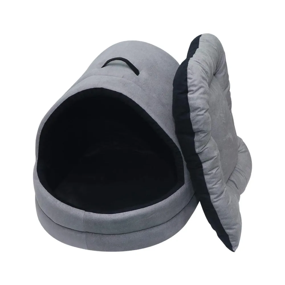 Hiputee Soft Velvet Cave House for Cats Grey-Black