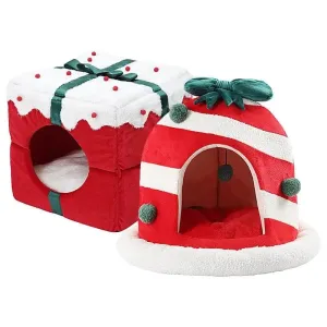 Holiday Pet Tent Christmas Bed for Pets