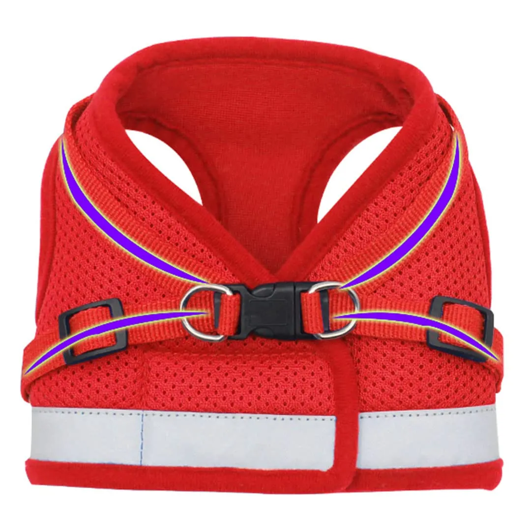 Homestic Reflective Dog Harness with Adjustable Leash|Breathable Polyester Mesh Fabric |Medium Size|HT-844|Comfortable No-Pull Grip|Quick Release Buckles|Easy On - Easy Off Harness|Red