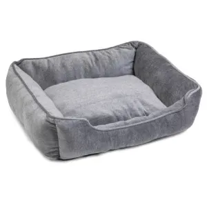 House of Paws Grey Velvet Square Bed M