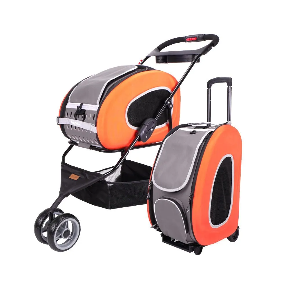 Ibiyaya 5-in-1 Combo Pet Carrier & Stroller - Tangerine