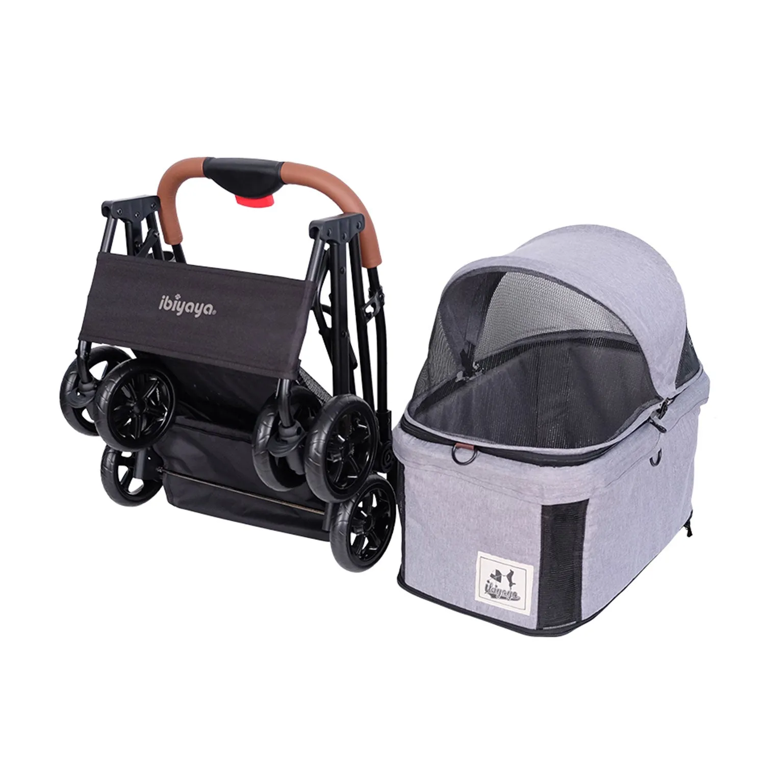 Ibiyaya Travois Tri-fold Pet Travel Stroller System Nimbus Grey