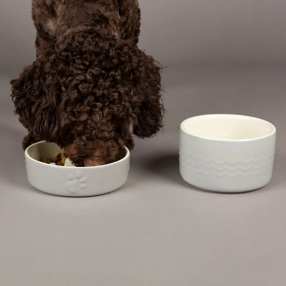 Icon 2 Piece Dog Slow Feeder & Water Bowl Set - 16cm | 15cm - Light Grey