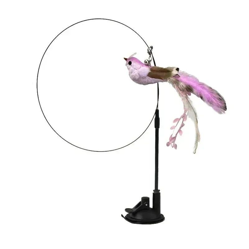 Interactive Peacock Feather Cat Toy with Bell and Suction Cup