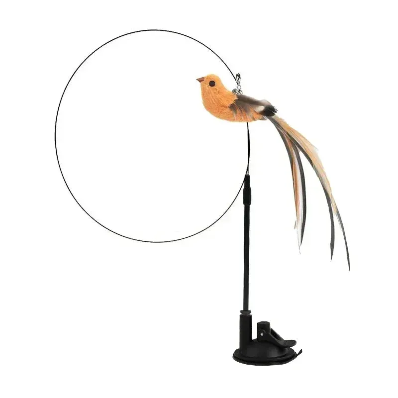 Interactive Peacock Feather Cat Toy with Bell and Suction Cup