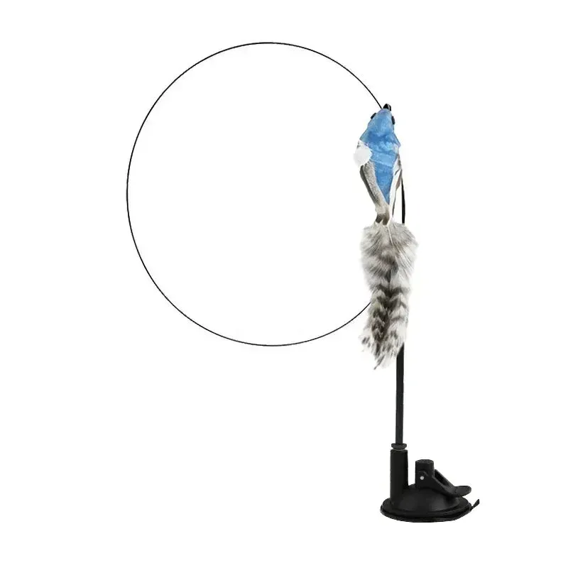 Interactive Peacock Feather Cat Toy with Bell and Suction Cup