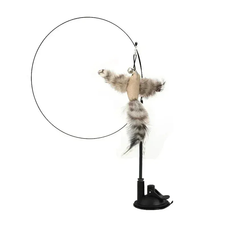 Interactive Peacock Feather Cat Toy with Bell and Suction Cup