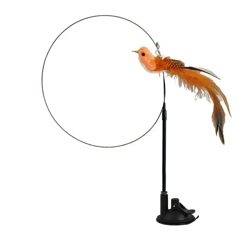 Interactive Peacock Feather Cat Toy with Bell and Suction Cup