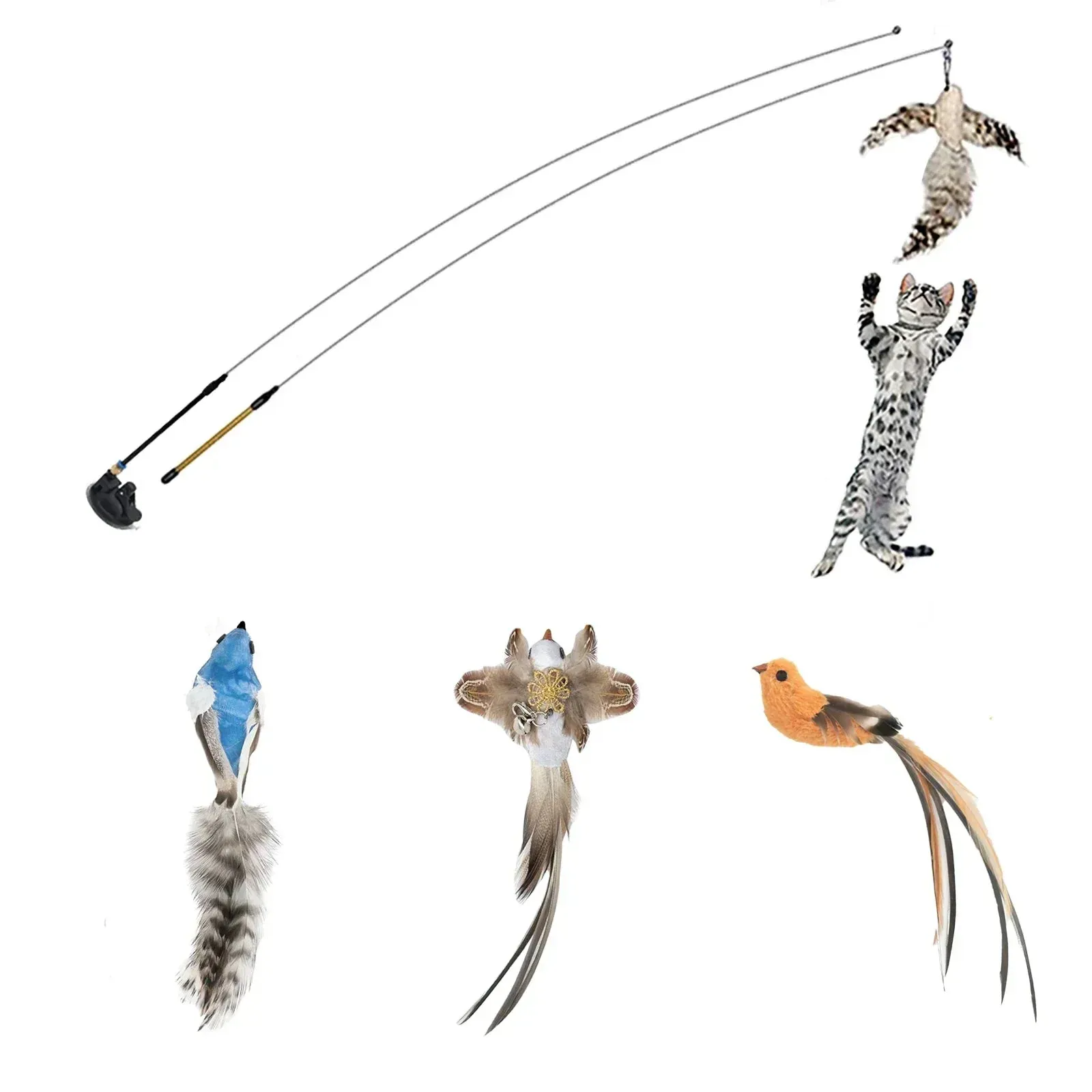 Interactive Peacock Feather Cat Toy with Bell and Suction Cup