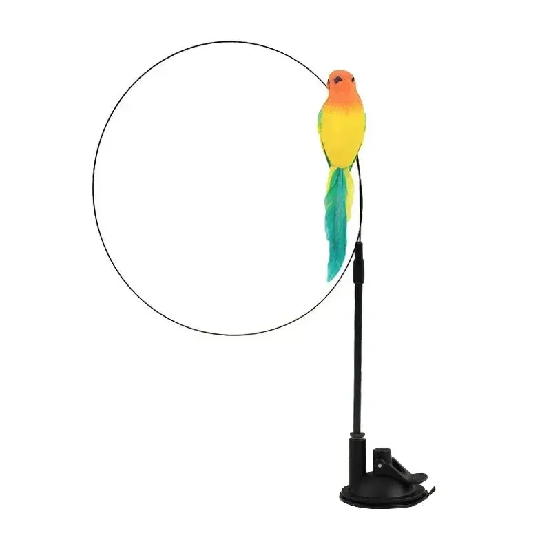 Interactive Peacock Feather Cat Toy with Bell and Suction Cup