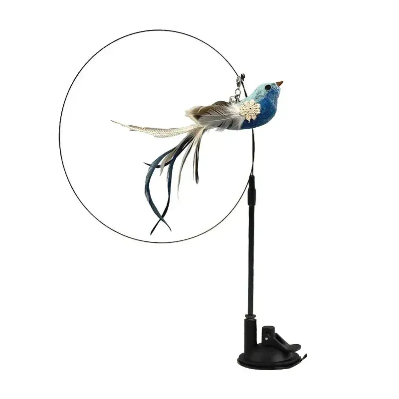 Interactive Peacock Feather Cat Toy with Bell and Suction Cup