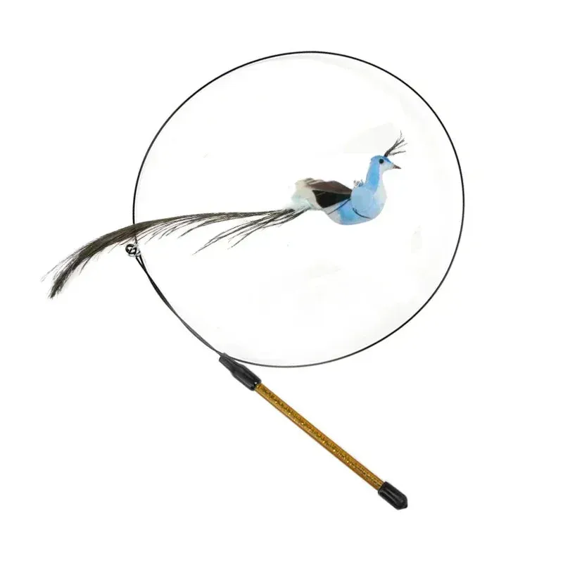 Interactive Peacock Feather Cat Toy with Bell and Suction Cup