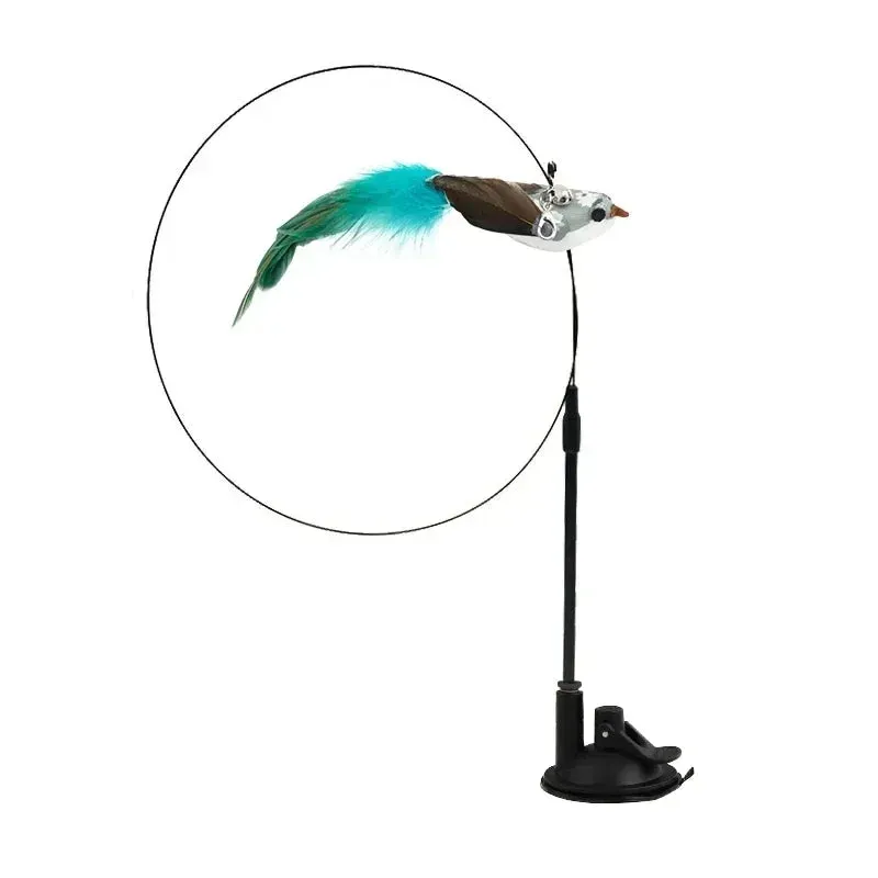 Interactive Peacock Feather Cat Toy with Bell and Suction Cup