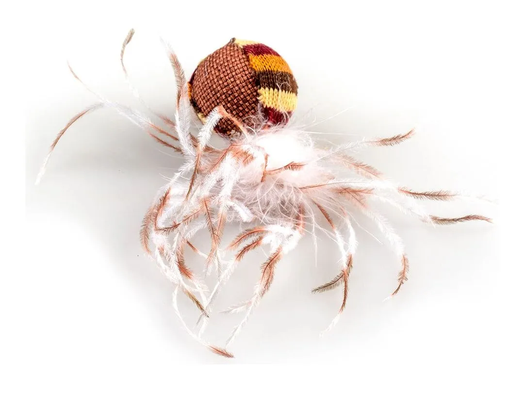 Knitted feather ball 16x4x4cm brown