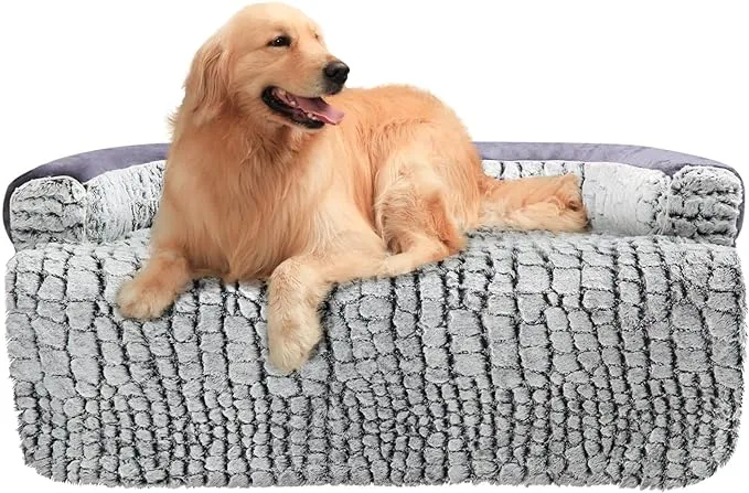 Laifug Pet Couch Protector Plush Dog Mat With Soft Neck Bolste