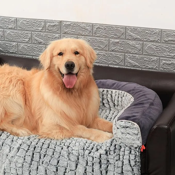 Laifug Pet Couch Protector Plush Dog Mat With Soft Neck Bolste